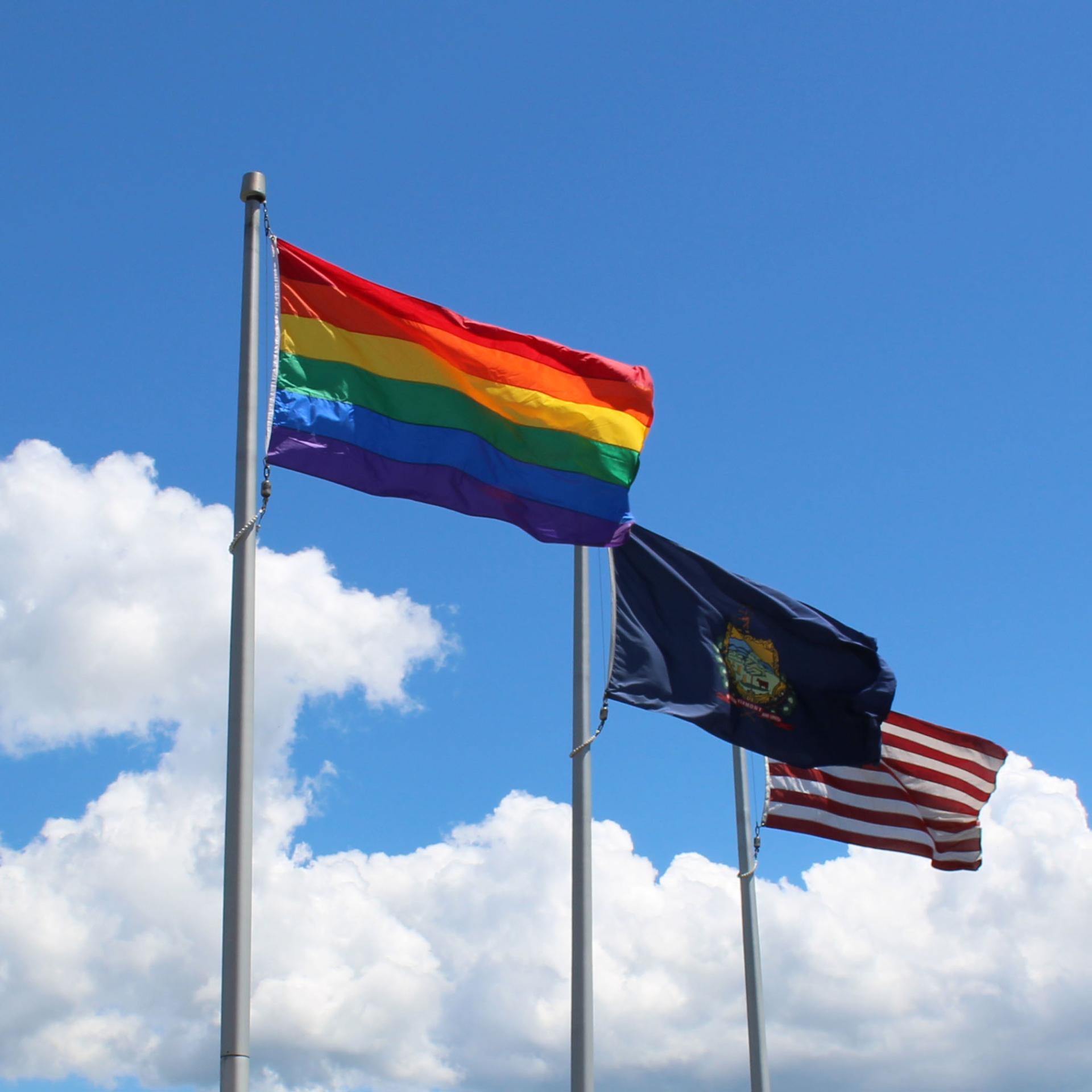 Pride Flag over Blue Skys